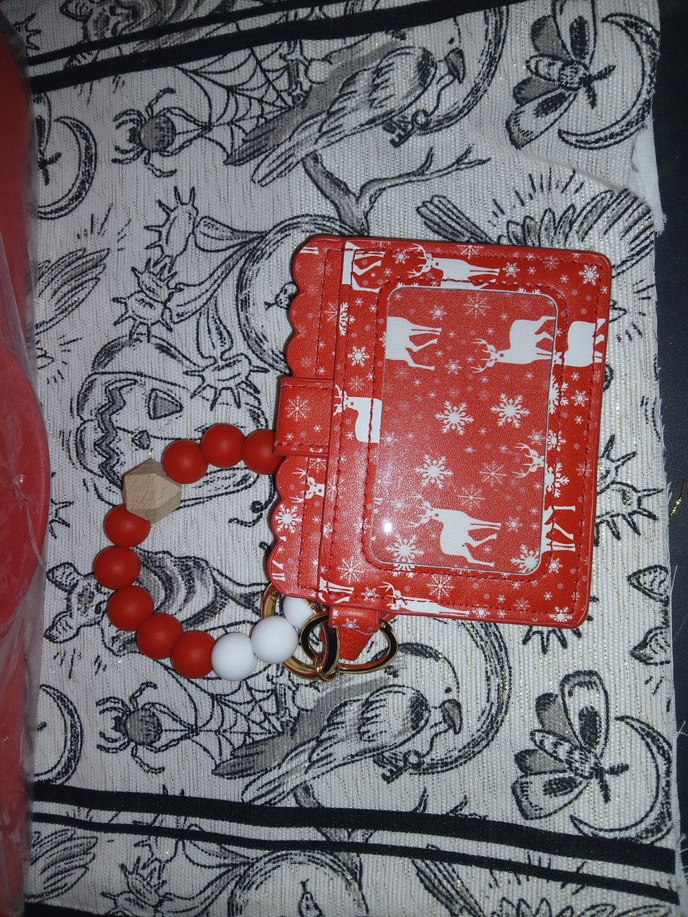 Red Holiday Reindeer Wristlet Cardholder